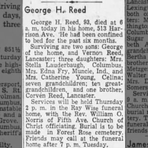 Obituary for George l Reed
